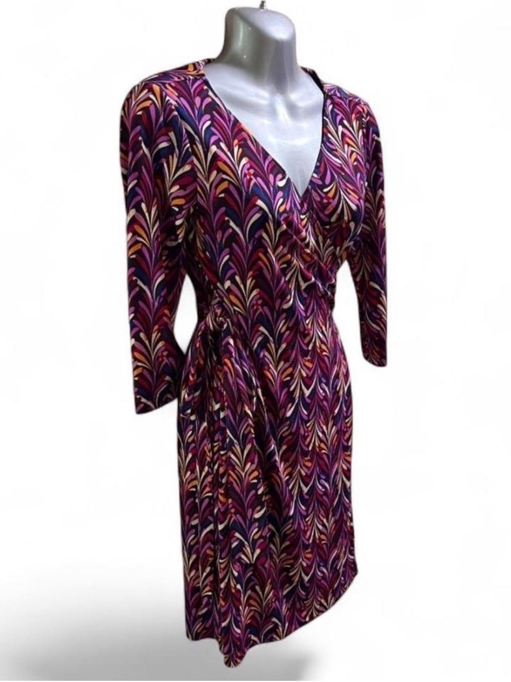 TAHARI Arthur S. Levine Vibrant Purple Print Wrap Dress Sz 2P